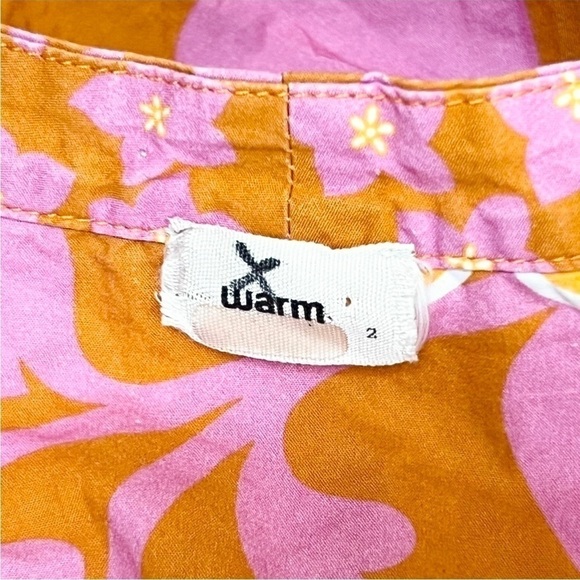 WARM 70s Tropical Floral Sleeveless Ruffle Trim V-Neck Flounce Tier Midi Dress M - Picture 7 of 10